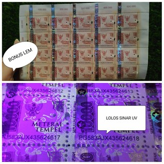 MATERAI10000 TEMPEL 50 ASLI LOLOS SINAR UV PERANGKO METERAI KERTAS