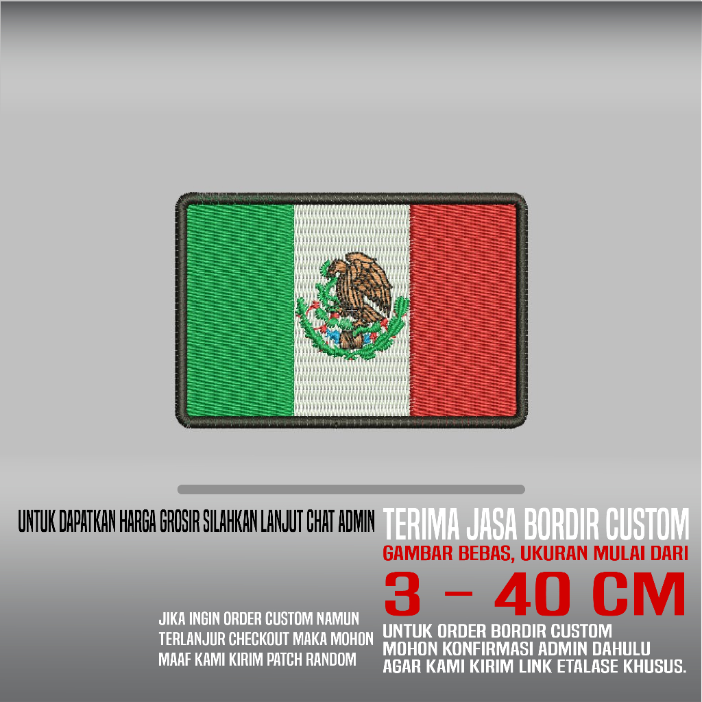 MEXICAN FLAG LOGO EMBROIDERY PATCH MEXICO FLAG HDP-211