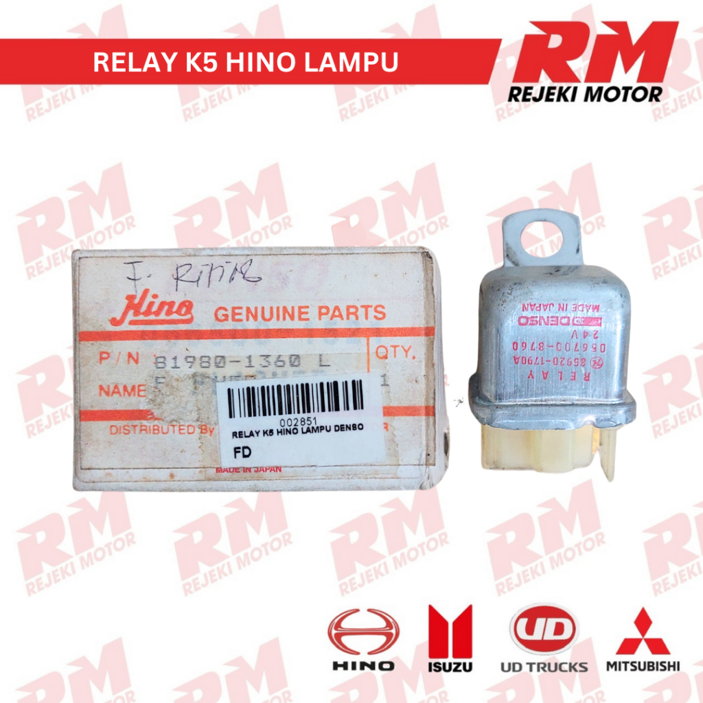 Hino HO7C 24volt 5 ขาโคม Relay 85920 1790 Denso