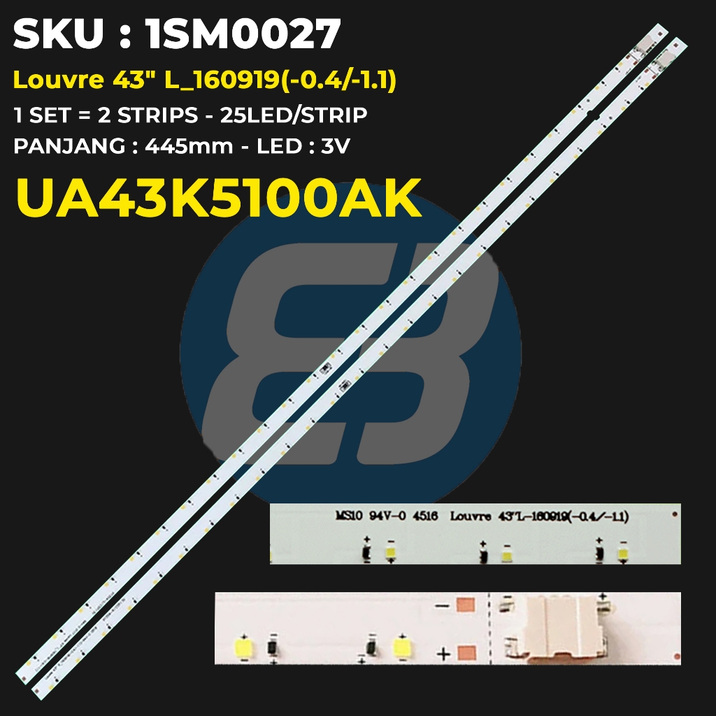 Samsung 43 นิ้ว TV Backlight UA43K5100AK UA43K5100 Louvre 43" L_160919(-0.4/-1.1)