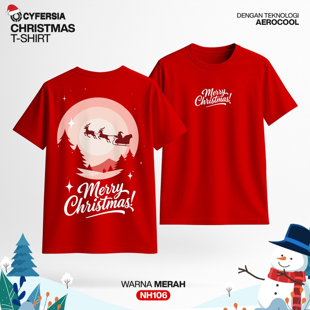 Cyfersia Christmas Edition เสื้อยืดชั้นนําสําหรับผู้ชายและผู้หญิงพร้อมการออกแบบ Santa & Deer Silhoue