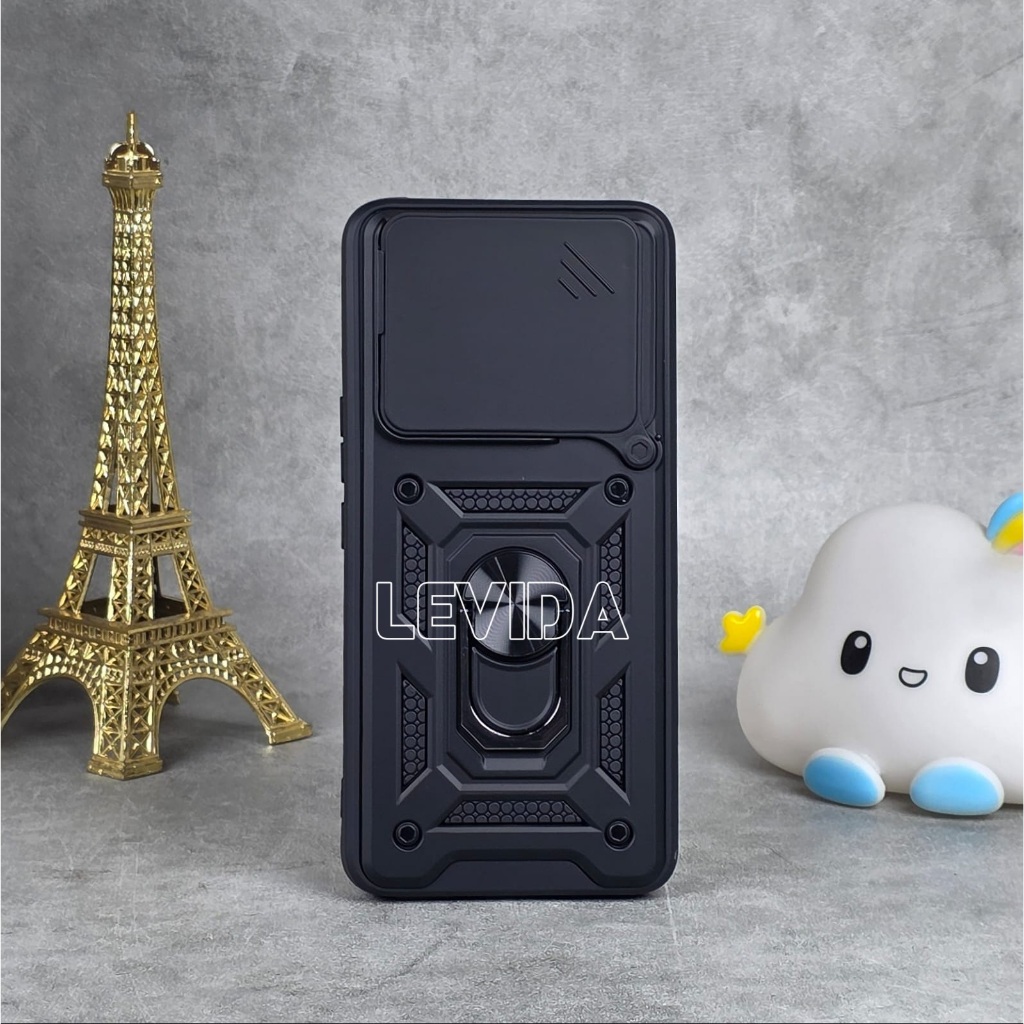 Vivo V60 Vivo Y400 เคสหุ่นยนต์สไลด์กล้องป้องกัน + Ringstand สีดํา Vivo V60 Vivo Y400