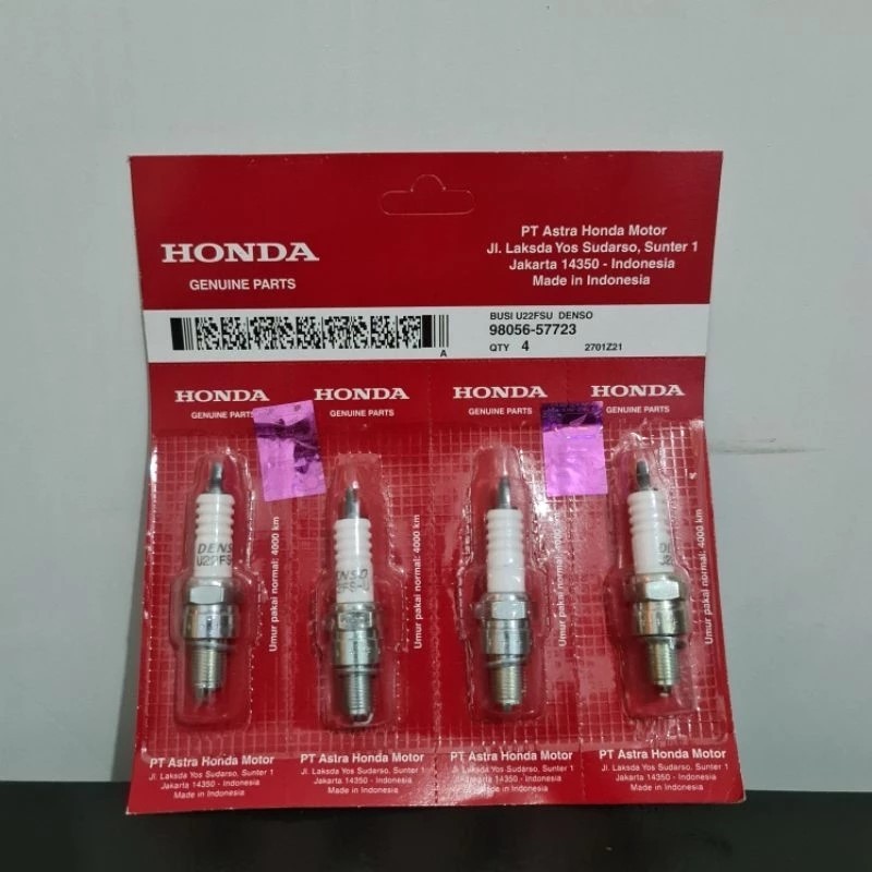 คอนเทนติส 4 ชิ้น U22 U22FSU DENSO SPARK PLUG HONDA GRAND SUPRA X FIT MIO REVO AHM PER CENTANG CONTEN