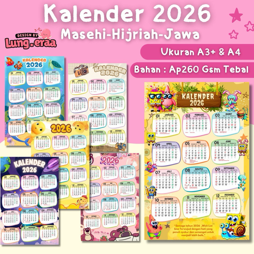 2026 CALENDAR / 2026 โปสเตอร์ CALENDAR Masehi Jawa Hijri / 2026 WALL CALENDAR / YEAR CALENDAR / ปฏิท