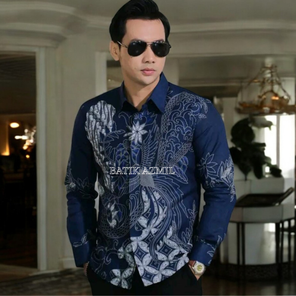 KEMEJA Modern Mens Batik เสื้อแขนยาว Casual แฟชั่น Slim Fit อินเทรนด์วันนี้ OL 162