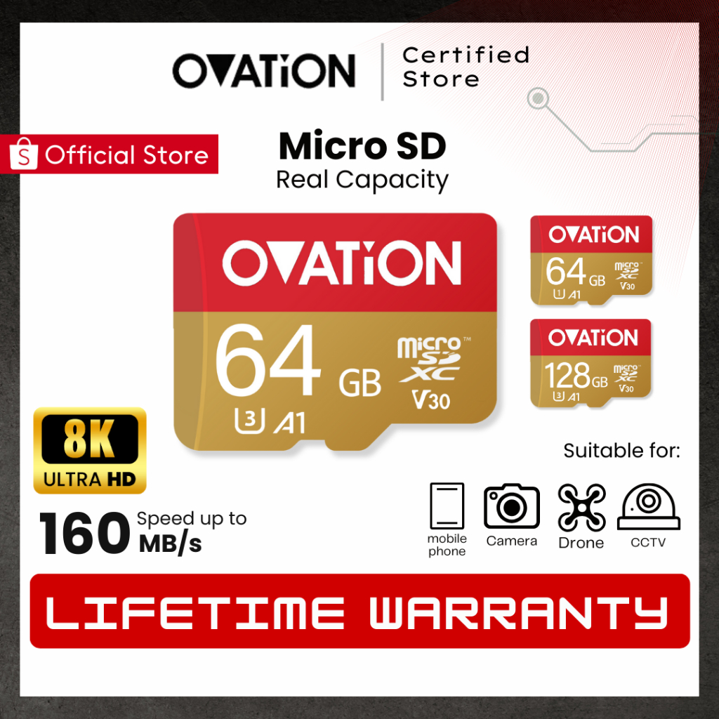 OVATION Micro SD 64GB / 128GB Extreme Microsd U3 A1 UHS-I UHS-III UHS I UHS III การ์ดหน่วยความจํา Mi