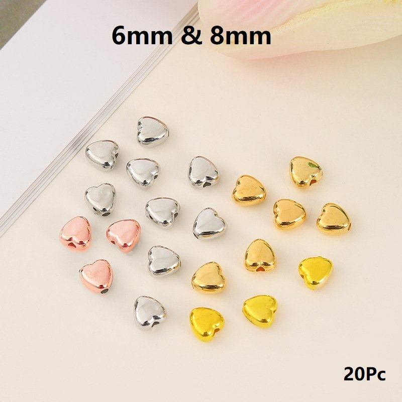 CCB สร้อยคอลูกปัด/สร้อยข้อมือรูปหัวใจ Spacer CCB ขนาด 6 & 8 มม. ราคา/20 ชิ้น