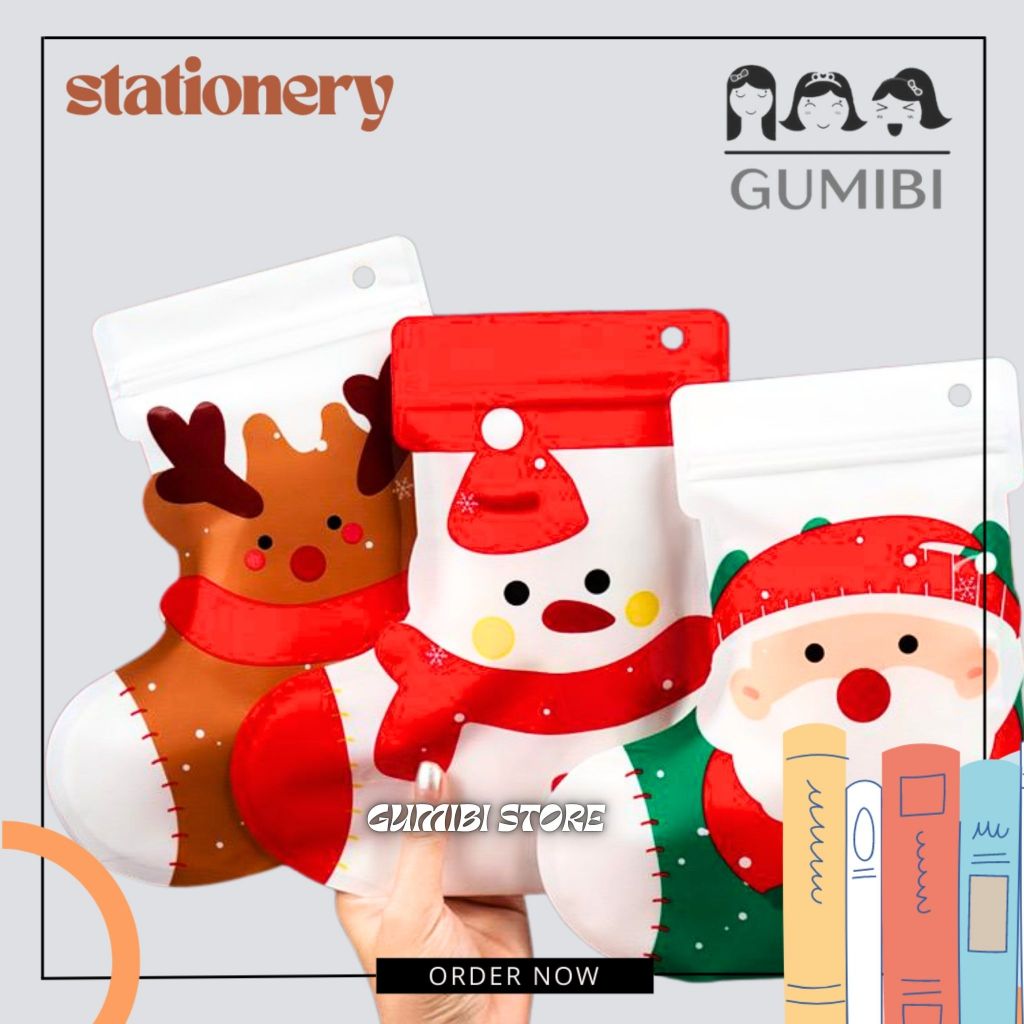 ZIPPER POUCH CHRISTMAS SOCKS MOTIF ZIPLOCK CLIP PACKAGING CHRISTMAS SANTA CLAUS CHRISTMAS HAMPERS SO