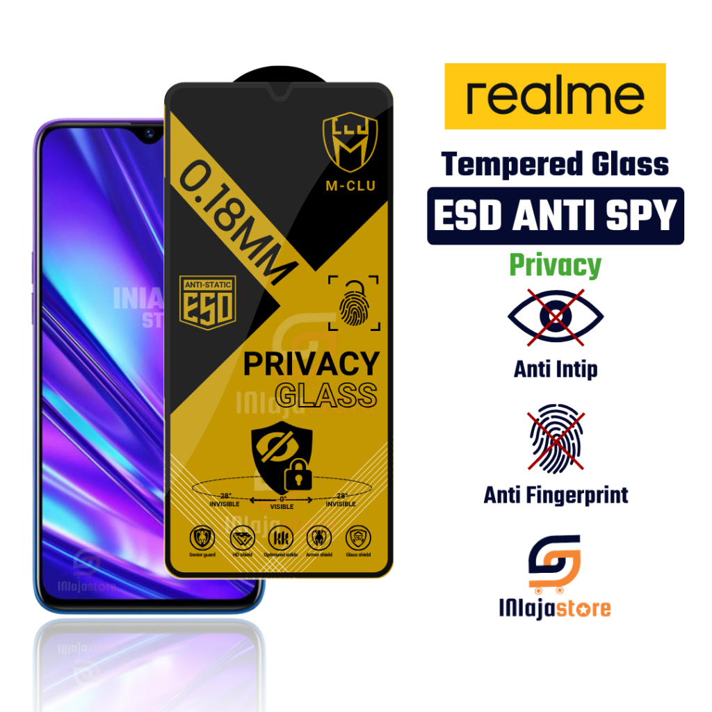 กระจกนิรภัย ESD Anti Spy 0.18 มม.Realme 7i 7 Pro 7 6s 6i 6 5s 5i 5 5 Pro 3 Pro 3 2 Pro 2 Anti Scratc