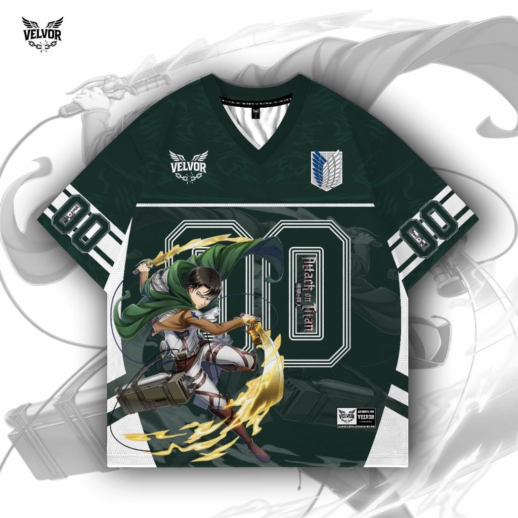 VELVOR PREMIUM OVERSIZE ANIME JERSEY - KIDS & ADULTS JERSEY - ATTACK ON TITAN 00 SERIES NUMBER JERSE