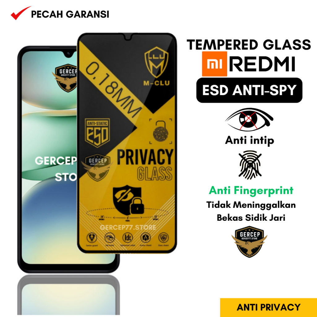กระจกนิรภัย ESD Anti Spy 0.18 มม.Redmi A5 A4 5G A3x A3 A3 Pro A2 A2+ A1 A1+ K40 K40 เกม K40 Pro K40 
