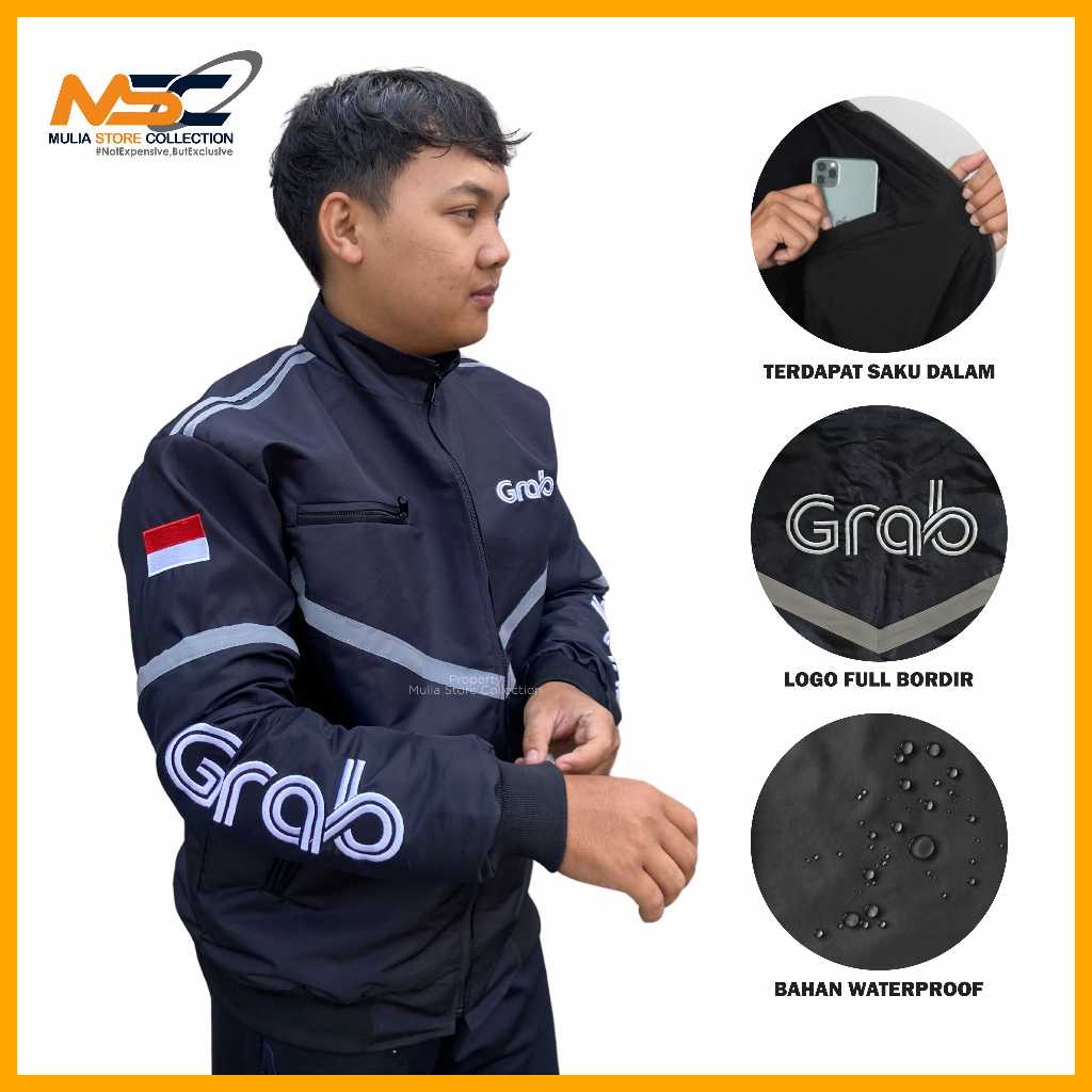 เสื้อแจ็คเก็ตบอมเบอร์ GRB สีดําล่าสุดกันน้ํา / เสื้อแจ็คเก็ตไดรเวอร์ออนไลน์ GRB สีดํา / เสื้อแจ็คเก็ตสีดํา