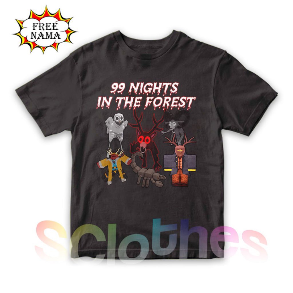 ROBLOX Unisex Kids Tops เสื้อยืดเด็ก DEER CHARACTER 99 NIGHTS IN THE FOREST ROBLOX ALL