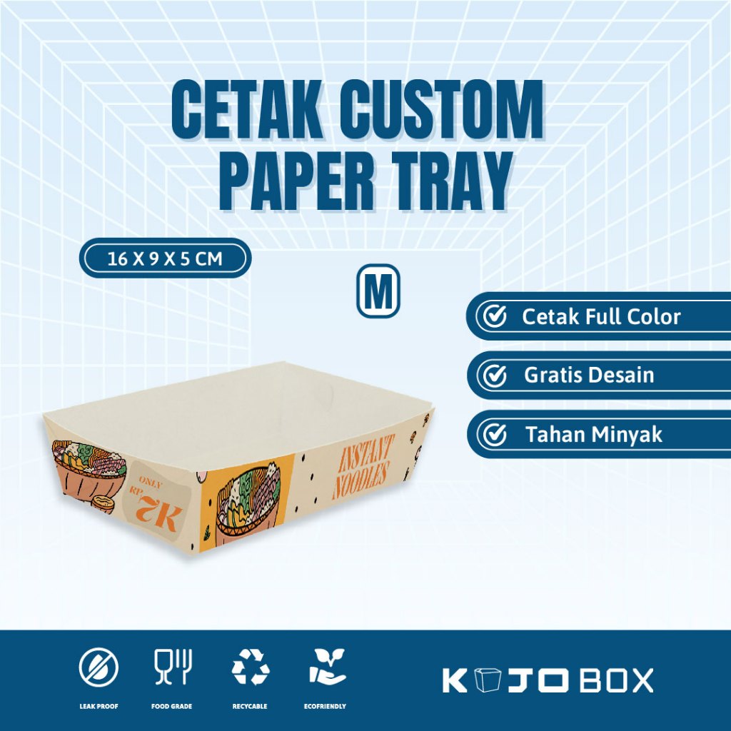 PAPER TRAY Size M (16x9x5cm) Ivory270 gr ออกแบบฟรีแบบกําหนดเอง / เกรดอาหาร