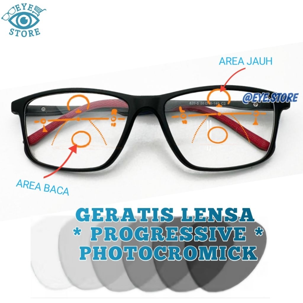 PROGRESSIVE PHOTOCHROMIC FREAM 8205 SPORTY GLASSES PACKAGE PROGRESSIVE PHOTOCHROMIC LENS FAR NEAR อ่