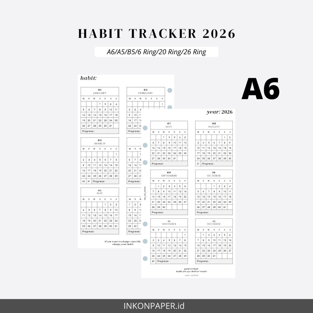 A6 - Planner 2026, Habit Tracker 2026 โดย INK_ON_PAPER