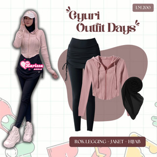 Setelan Olahraga 3in1 Padel/Lari/Tennis Wanita Hijab (Hoodie + Legging + Jilbab) Outfit Wanita LM200