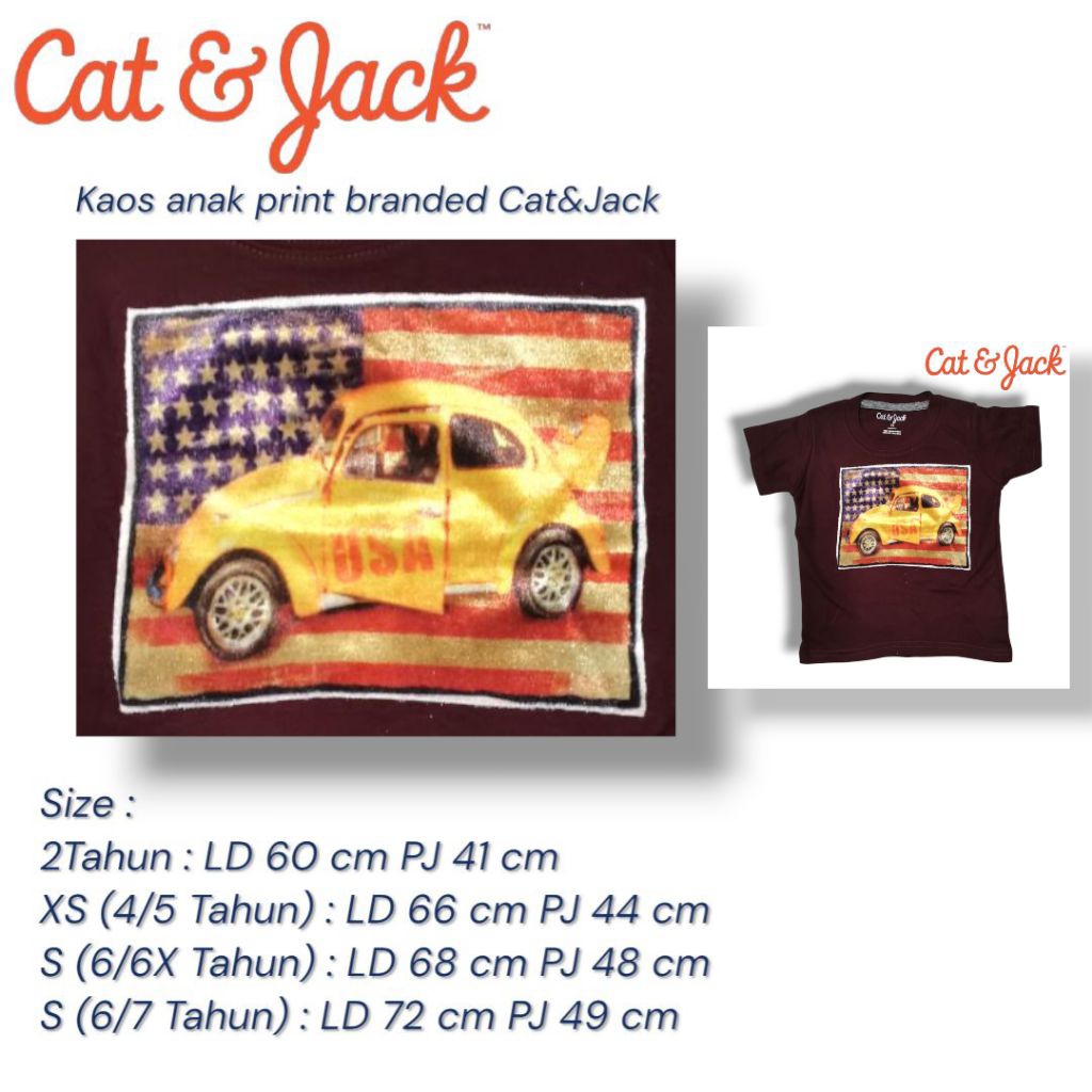 เสื้อยืดเด็ก Cat&Jack Branded with Yellow VW Car Motif USA
