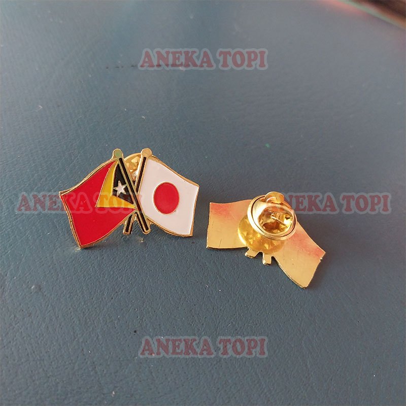 Timor Leste Japan Competition Flag Pin Cross Flag Pin Japan Timor Leste - หมวกต่างๆ
