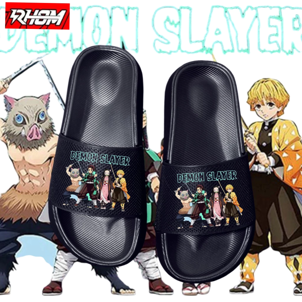 DEMON SLAYER รองเท้าแตะเด็กตัวอักษรขนาด 26-35 Unisex