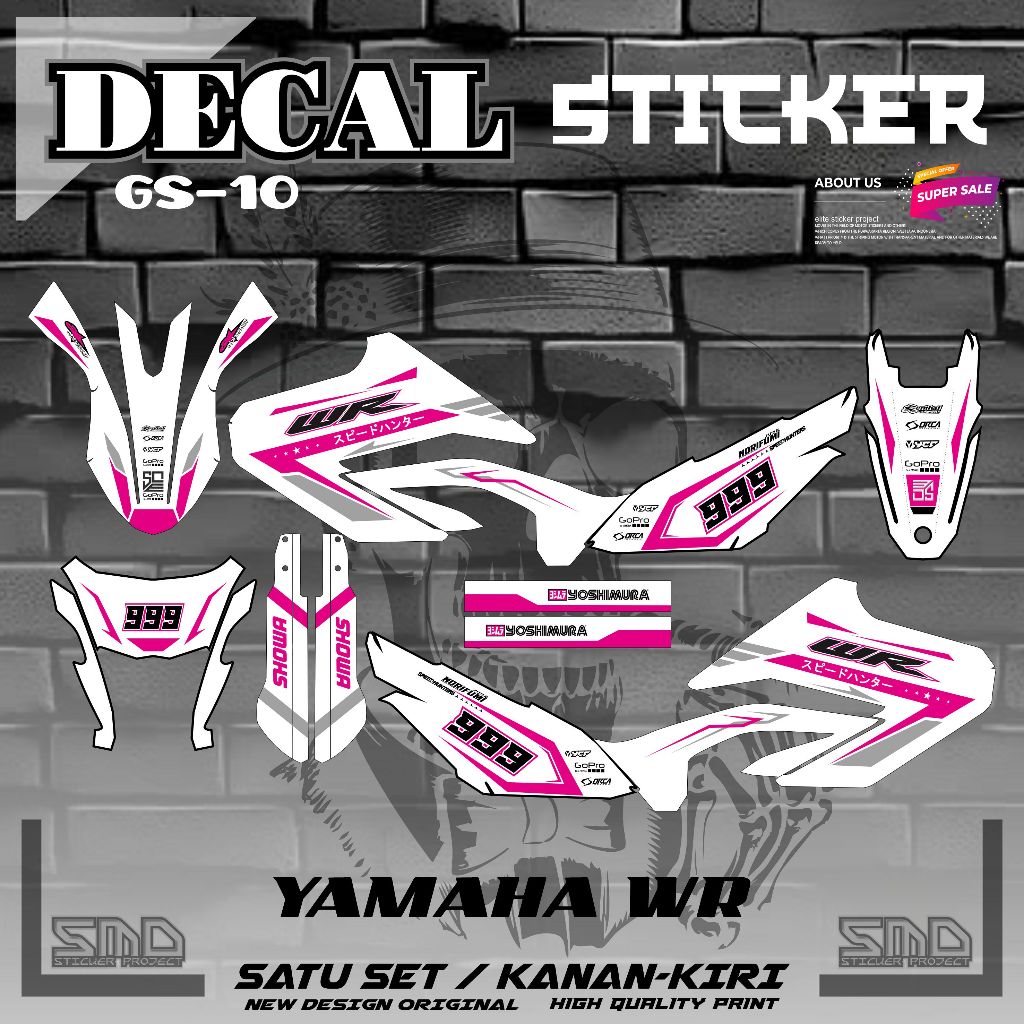 WR 155 MOTORCYCLE DECAL STRIPING WR/MOTORCYCLE STICKER WR DURABLE SIMPLE