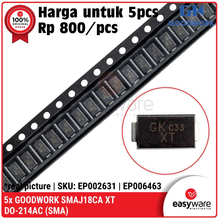 5 ชิ้น SMAJ18CA XT DO-214 ทีวีไดโอด SMAJ18 XT SMA SMD 13.7A 400W