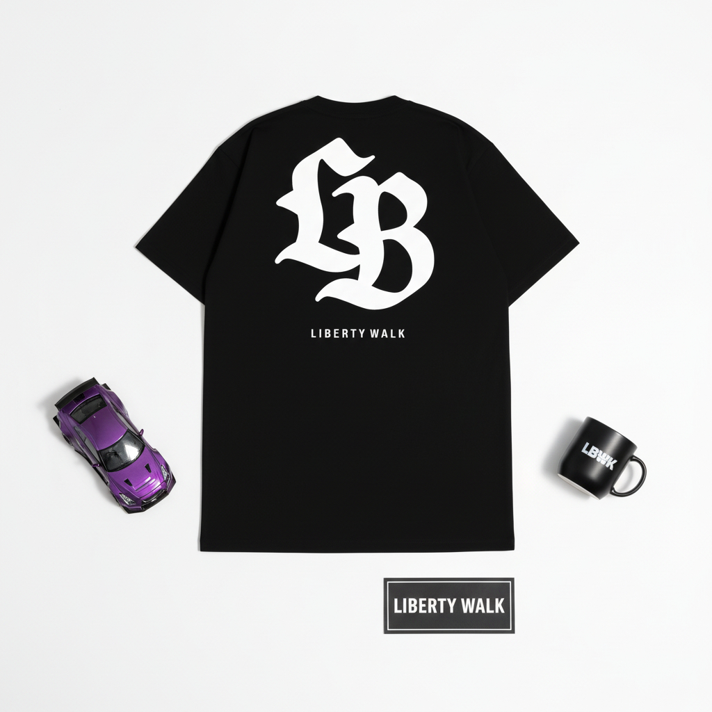 KARIMAKE เสื้อยืด Distro Premium ภาพ Unisex JDM LIBERTY WALK LB LOGO โฮโลแกรม