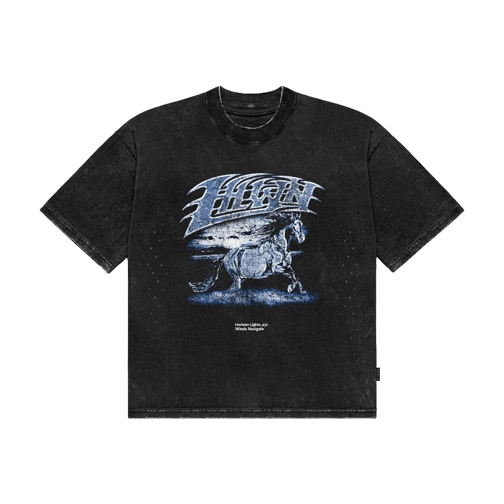 HLWN Running Unisex Boxy Short Sleeve Tee Distressed Black - Ashanka