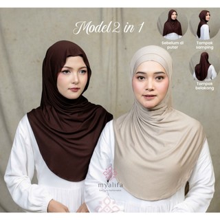 Hijab Instan Hanna Plus Inner 2in1 Viscose Rayon Airy Meleyot Bergo Instan Bergo Malay Pashmina Instan