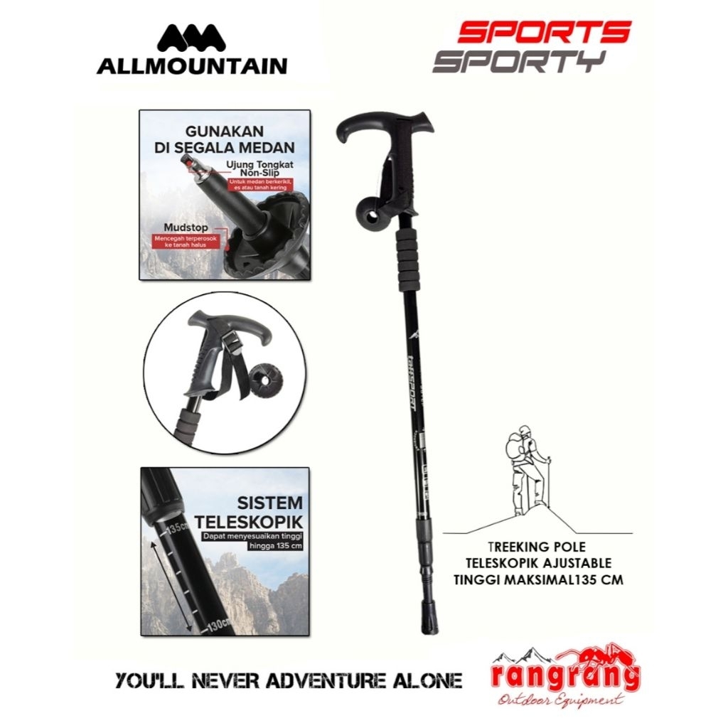 Trekking Pole / Climbing Stick / Mountain Stick max 135cm