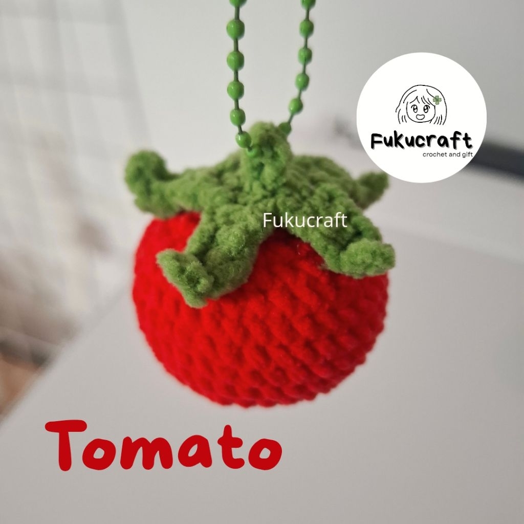 GANTUNGAN TOMATO CROCHET KEYCHAIN | KNITTED TOMATO KEYCHAIN