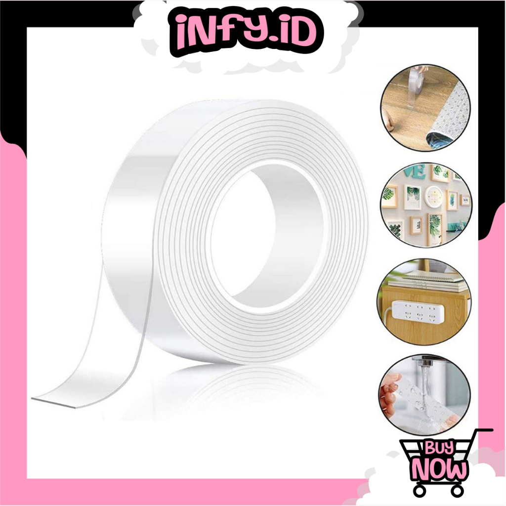 INFY - 5M เทปคู่เจลฉนวนกันความร้อนใส 2 ด้านกันน้ํามัลติฟังก์ชั่กาวติดผนังโดยไม่ต้องเครื่องหมาย R555