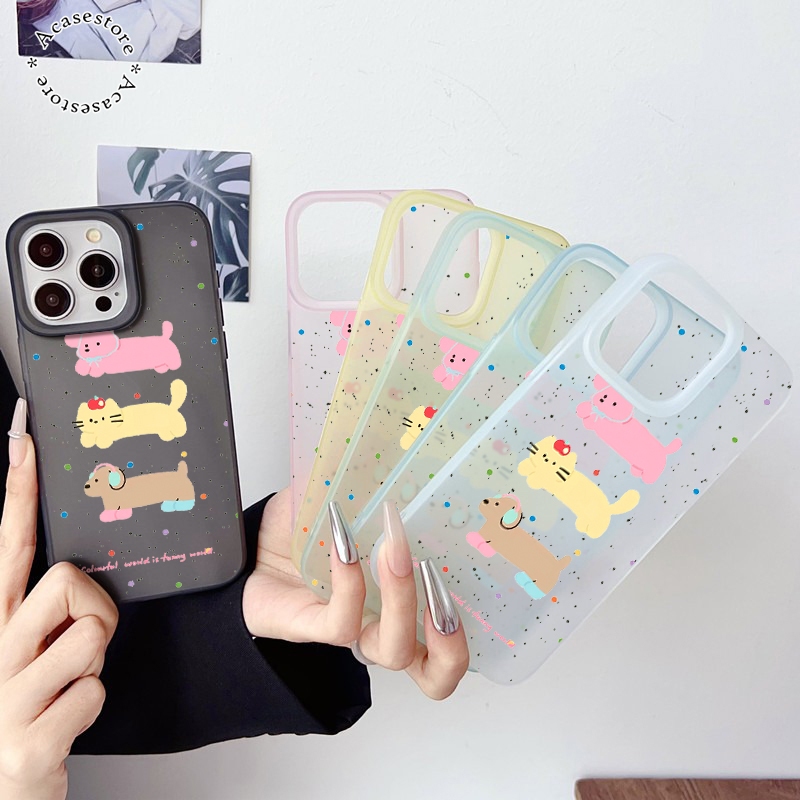 TP35 Softcase ปลอกน่ารัก Puppy Cat สําหรับ Iphone 11 12 13 14 15 16 16e 17 Air Pro Max Promax กรณีลู