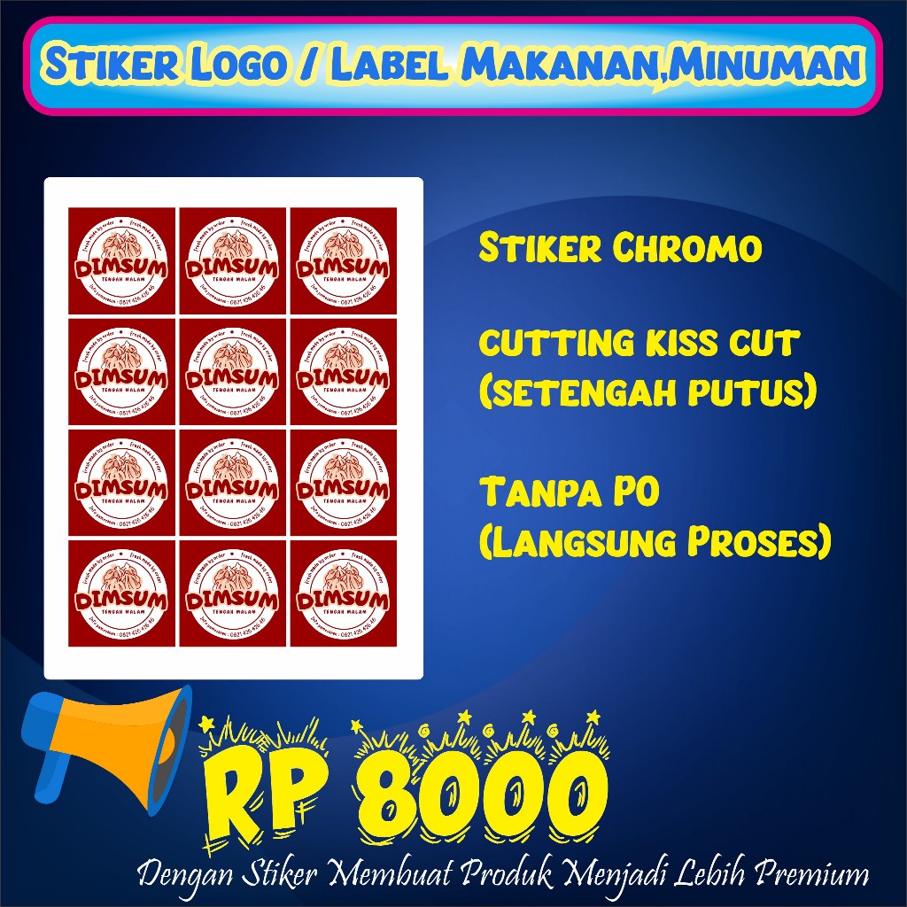 พิมพ์ A3 CHROMO CUT STICKERS พิมพ์อาหารและเครื่องดื่ม PACKAGING LABEL STICKERS ONLINESHOP INSTAN