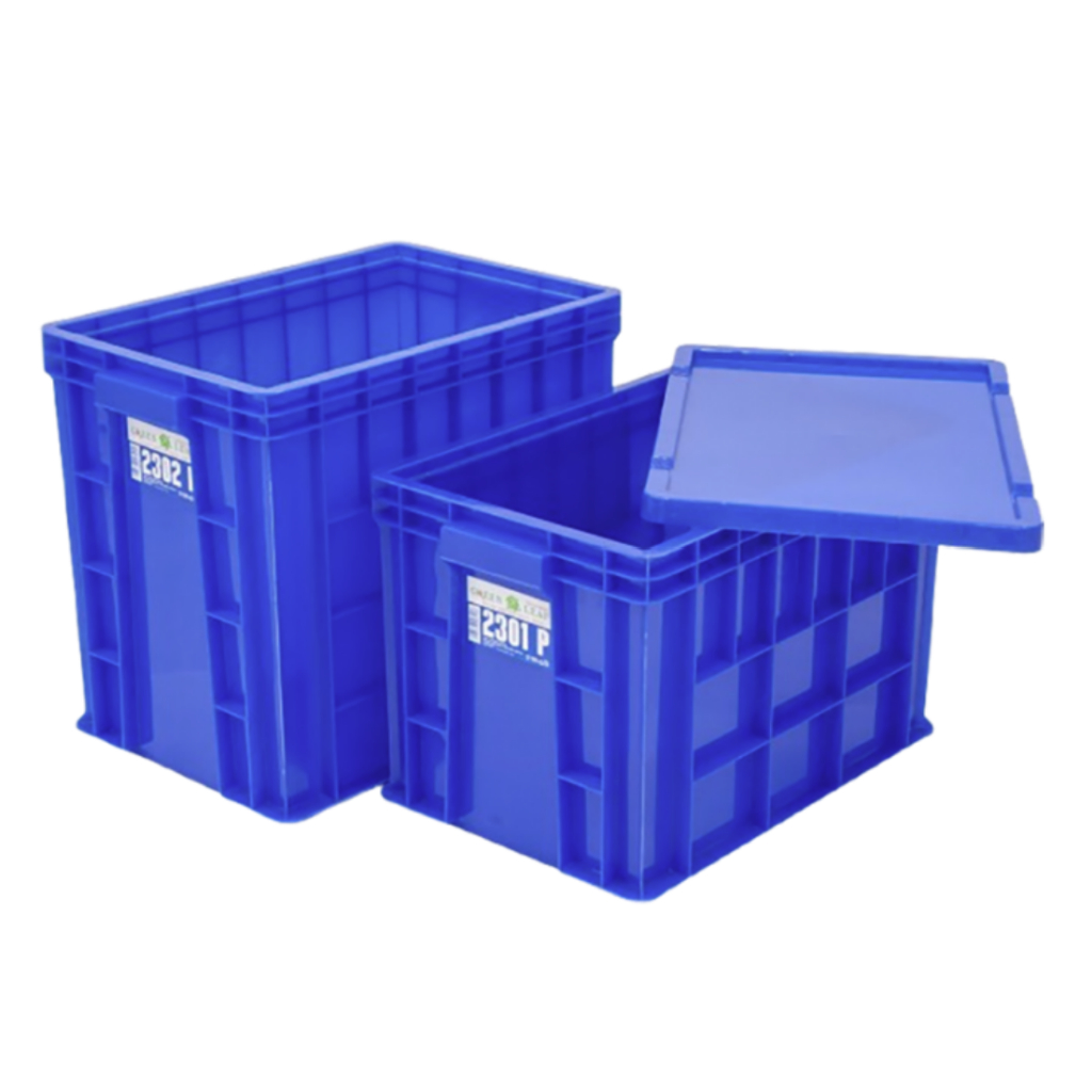 MESIN 43x28x36 กล่องคอนเทนเนอร์สีเขียว Leaf 2302 P Square Tub เครื่องซักผ้า AC เก็บสินค้าพลาสติกอเนก