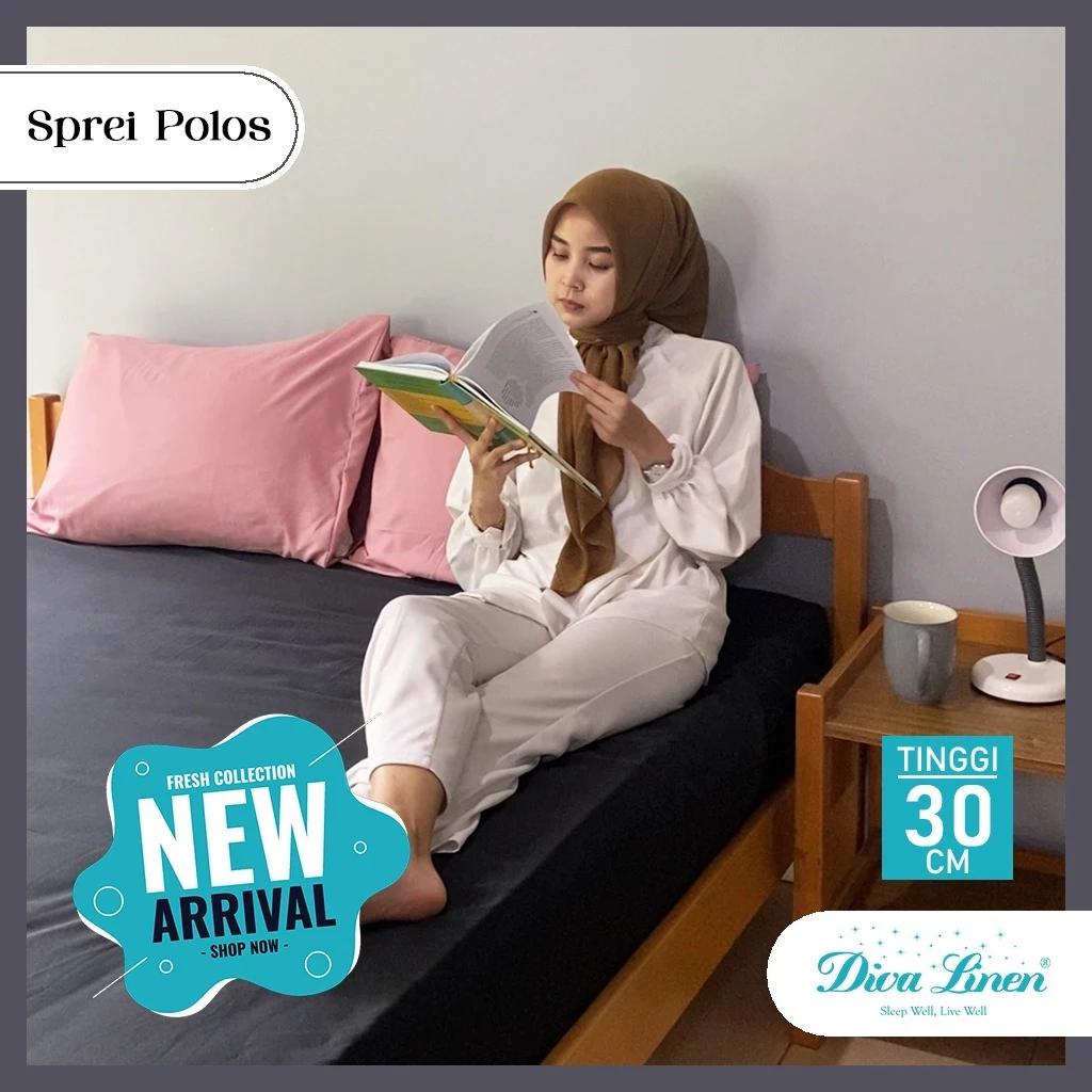 ผ้าปูที่นอนลินิน Diva สีดำ วัสดุ Microsilk สูง 30 ซม