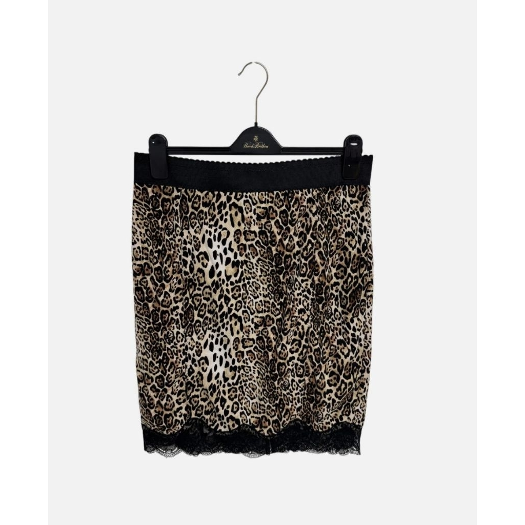 VICTORIAS SECRETS LEOPARD PRINT SLIP LACE SKIRT TRIMMED STRETCH ORIGINAL