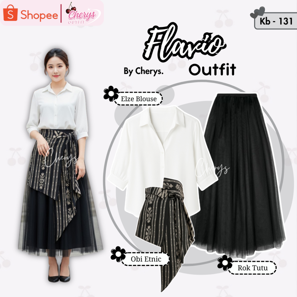 Cherysoutfit - One Set Obi ชุดทอชาติพันธุ์สําหรับงานแต่งงาน { Obi ชาติพันธุ์ทอ + เสื้อ Elze + กระโปร