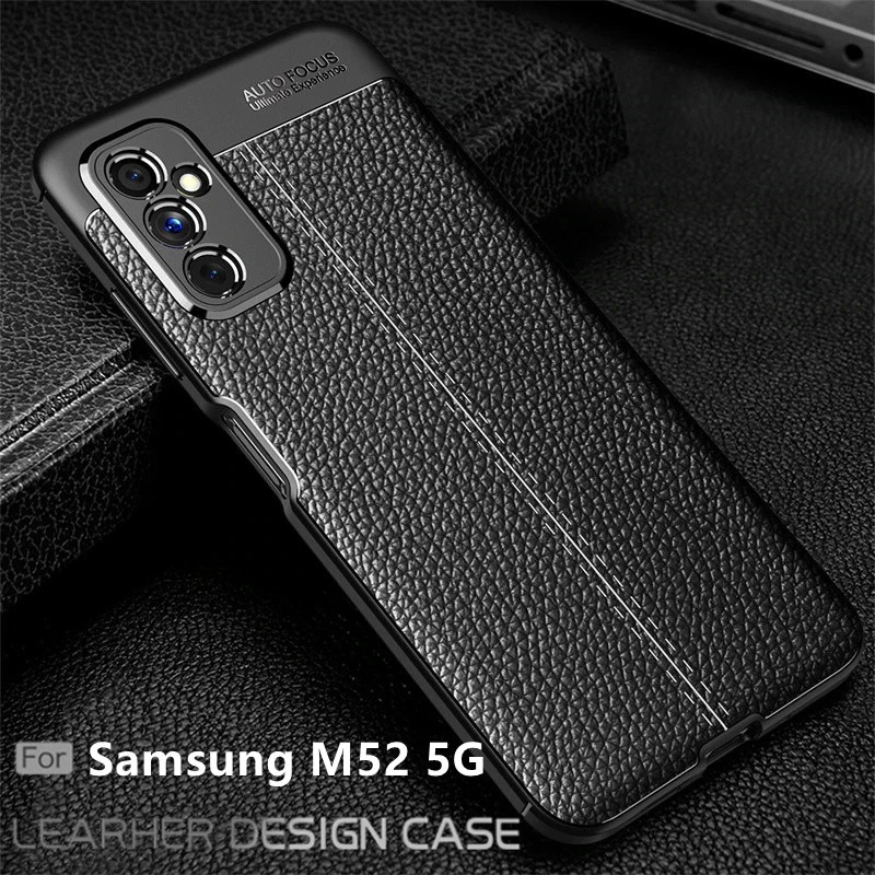 Samsung Galaxy M52 5G 2021 Soft Case Lychee Leather Original Samsung M52