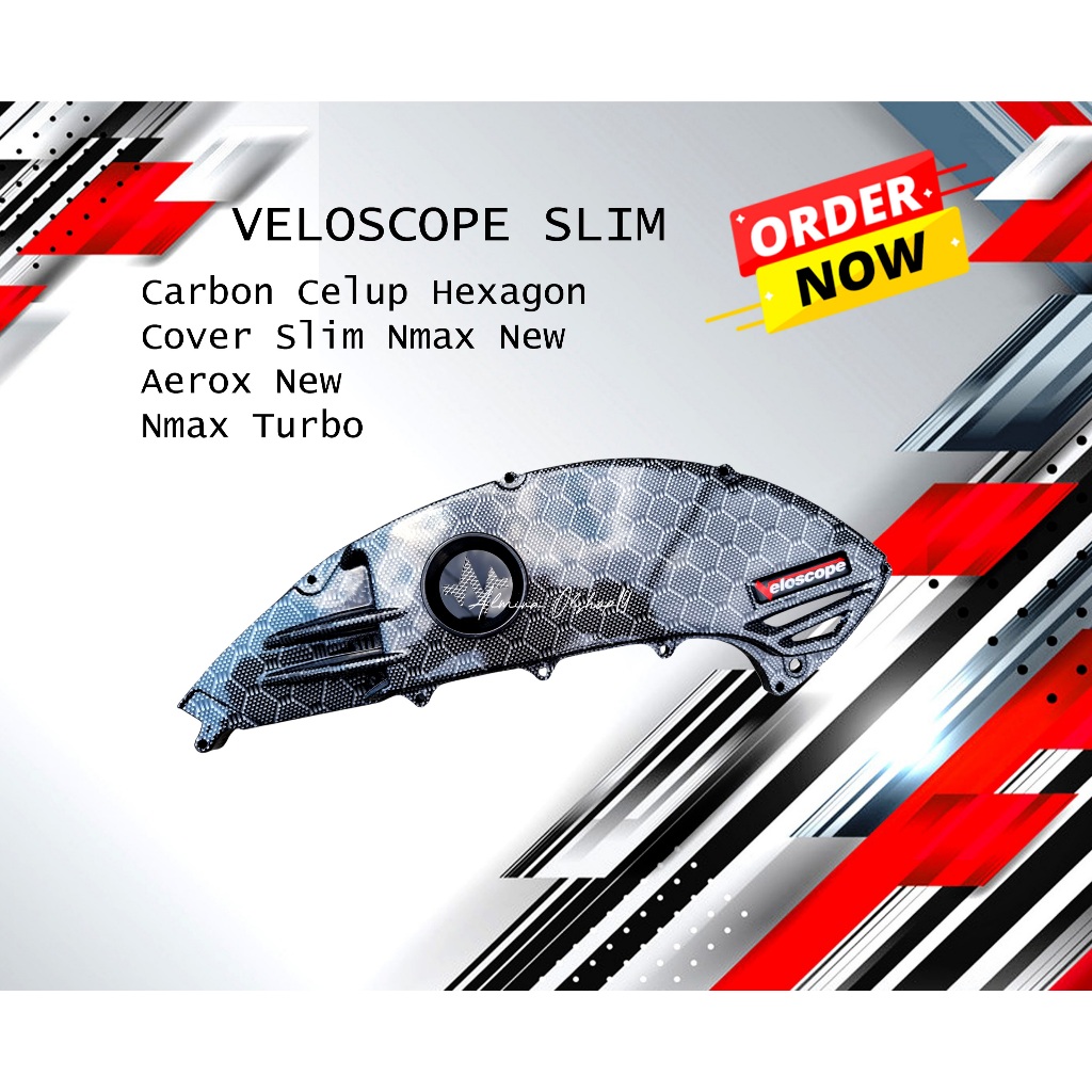 VELOSCOPE คาร์บอน DIP HEXAGON ACRYLIC SLIM DETAK NMAX ใหม่, AEROX ใหม่, NMAX TURBO NEO 2020-2025
