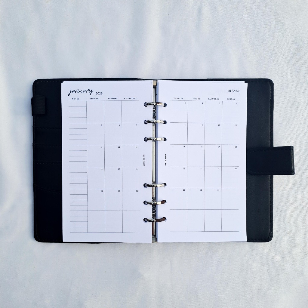 A6 - Planner 2026, Binder A6, Planner รายเดือนโดย INK_ON_PAPER