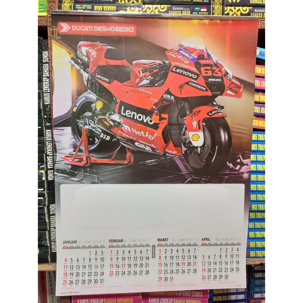WALL CALENDAR WALL CALENDAR QUARTER YEAR 2026 รถจักรยานยนต์ MOTIF