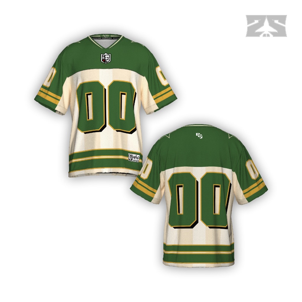 ZONA Jersey Number Sries Oversize Ray Marrie 00 Green Retro Unisex พิมพ์เต็ม Dryfit วัสดุบราซิล