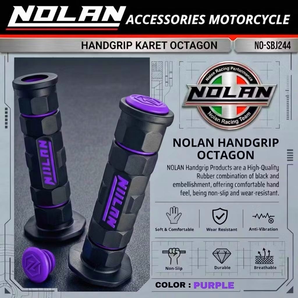 ปลอกแฮนด์ nolan ยาง octagon universal grip ฝาครอบแก๊สรถจักรยานยนต์ nolan octagon handfat nolan octag