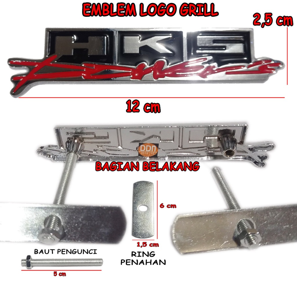 HKS Power Japan Grill Logo Emblem วัสดุโลหะ Bolt System