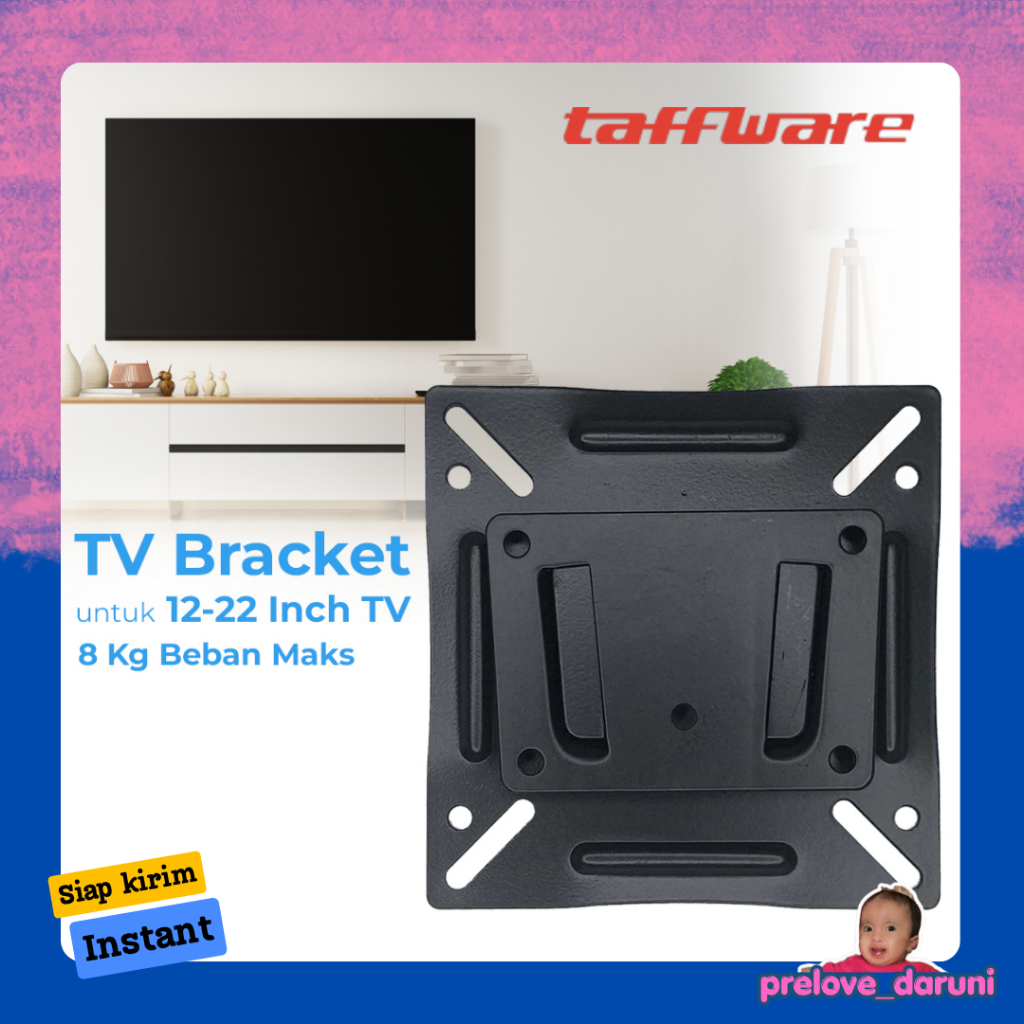 [PD] Taffiware ขาแขวนทีวีติดผนัง 12-22 นิ้ว VESA 75x75 100x100 8กก. - สีดํา