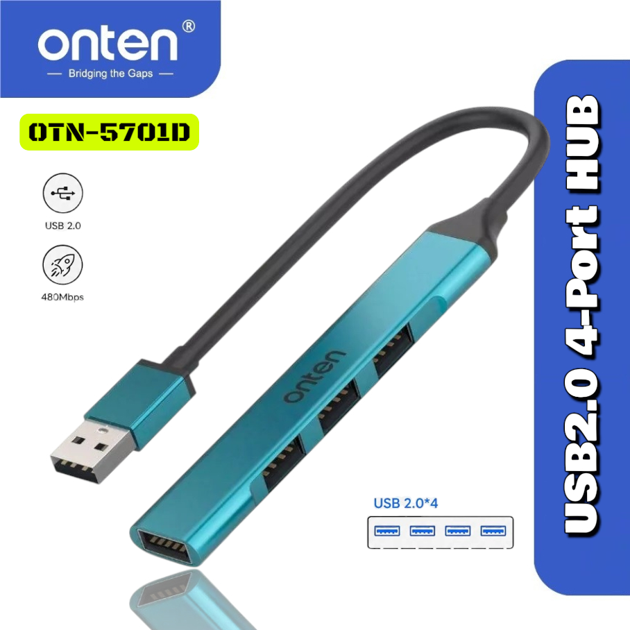 Onten USB 2.0 ถึง 4 พอร์ต HUB OTN-5701D - mini USB HUB 4port