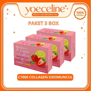 [PAKET 3 BOX] C1000 Collagen Minuman Collagen Sidomuncul Strawberry Lemon