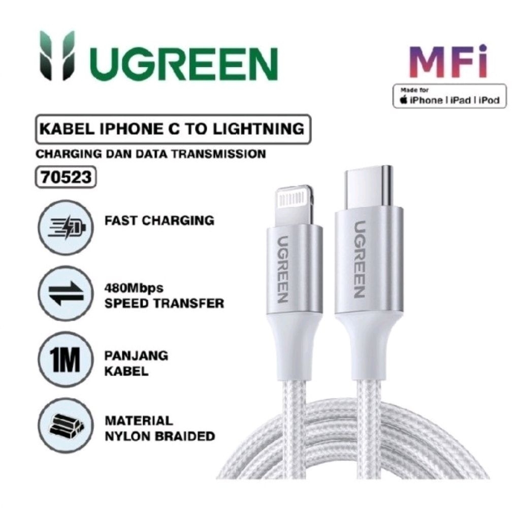 UGREEN CABLE Iphone Lightning USB Type C เป็น Lightning CABLE MFI PD USB C เป็น USB C