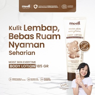 Moell Body Lotion Bayi 185gr - Body Lotion Untuk Kulit Sensitif & Kering - Pelembap Bayi Anak Daily Use - Sensitif, Kering, Ruam (Eksim) - Skincare Bayi - Skincare Anak